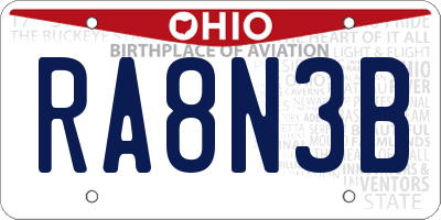 OH license plate RA8N3B