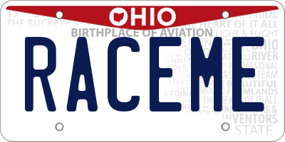 OH license plate RACEME
