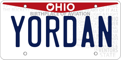 OH license plate YORDAN