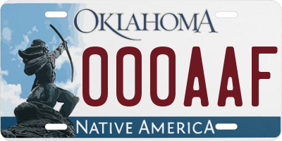 OK license plate 000AAF