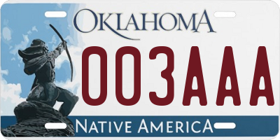 OK license plate 003AAA
