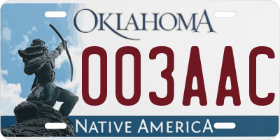 OK license plate 003AAC