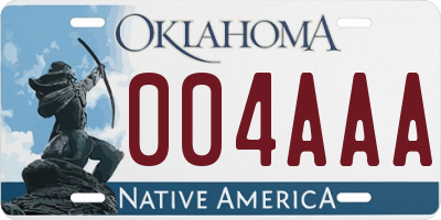 OK license plate 004AAA