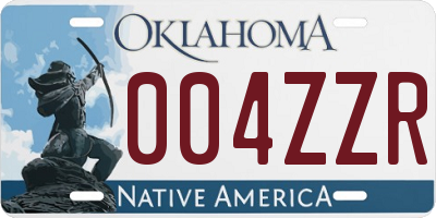 OK license plate 004ZZR
