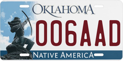 OK license plate 006AAD
