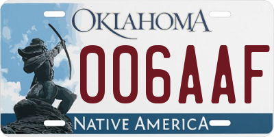 OK license plate 006AAF