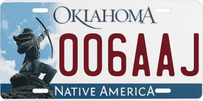 OK license plate 006AAJ