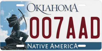 OK license plate 007AAD