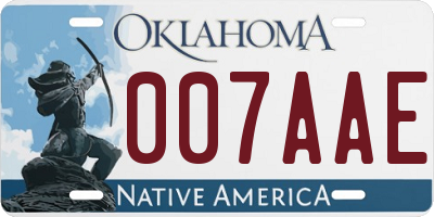 OK license plate 007AAE