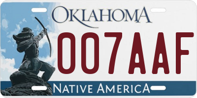 OK license plate 007AAF