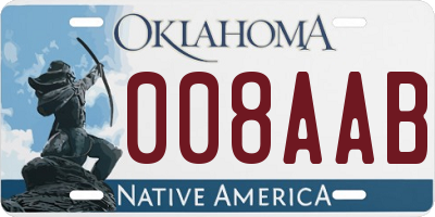 OK license plate 008AAB