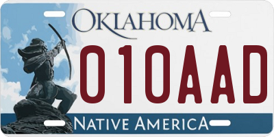 OK license plate 010AAD
