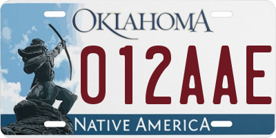 OK license plate 012AAE