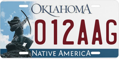 OK license plate 012AAG
