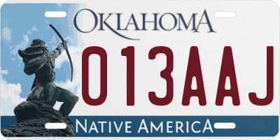 OK license plate 013AAJ