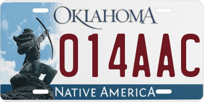 OK license plate 014AAC