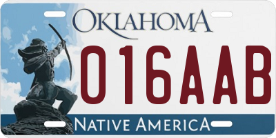 OK license plate 016AAB