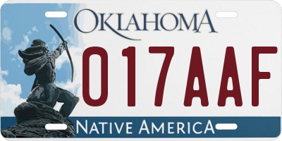 OK license plate 017AAF