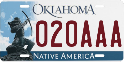 OK license plate 020AAA