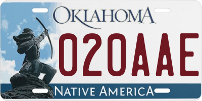 OK license plate 020AAE