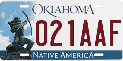 OK license plate 021AAF