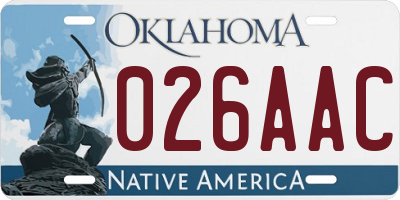 OK license plate 026AAC