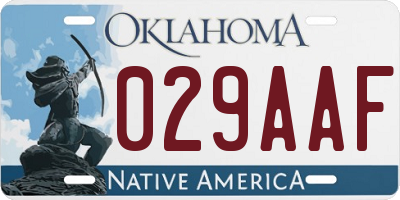 OK license plate 029AAF