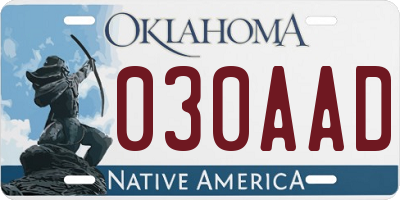 OK license plate 030AAD