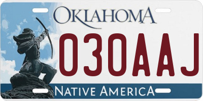 OK license plate 030AAJ