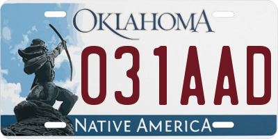OK license plate 031AAD