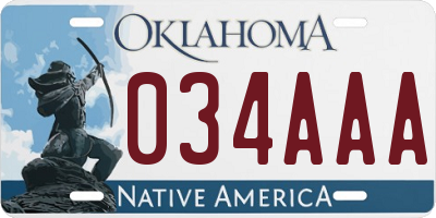 OK license plate 034AAA