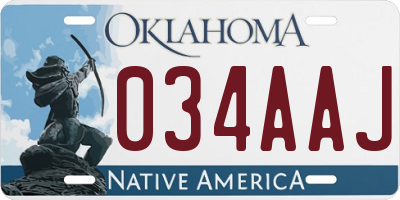 OK license plate 034AAJ