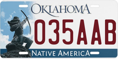 OK license plate 035AAB