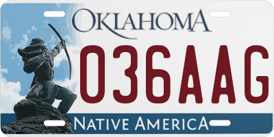 OK license plate 036AAG