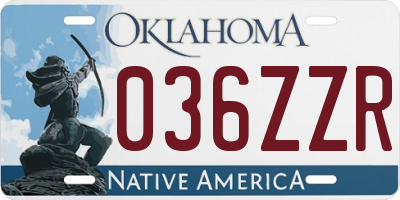 OK license plate 036ZZR
