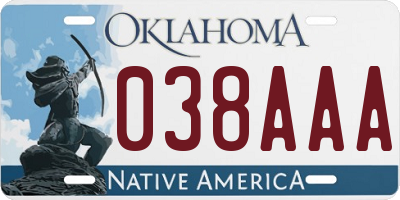 OK license plate 038AAA