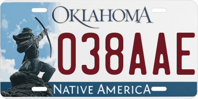 OK license plate 038AAE