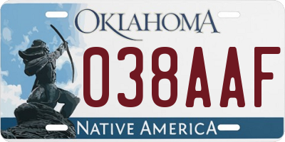 OK license plate 038AAF