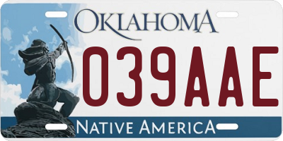 OK license plate 039AAE