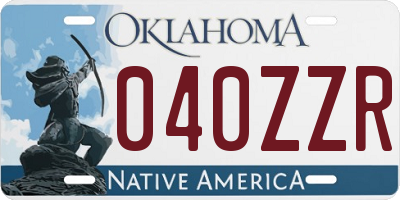 OK license plate 040ZZR