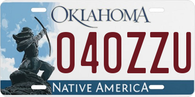 OK license plate 040ZZU
