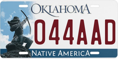 OK license plate 044AAD