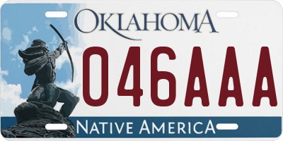 OK license plate 046AAA