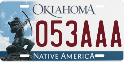OK license plate 053AAA