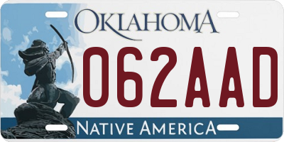 OK license plate 062AAD