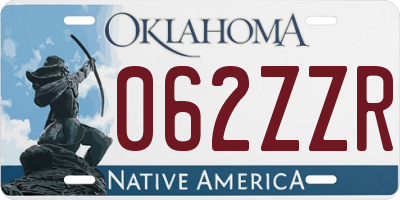 OK license plate 062ZZR