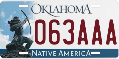 OK license plate 063AAA