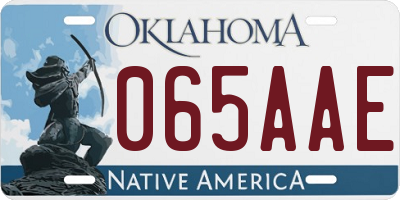 OK license plate 065AAE