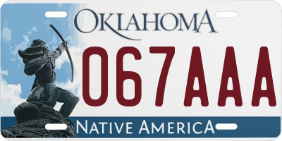 OK license plate 067AAA