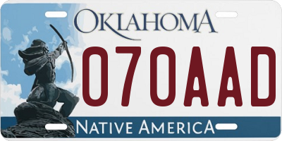 OK license plate 070AAD